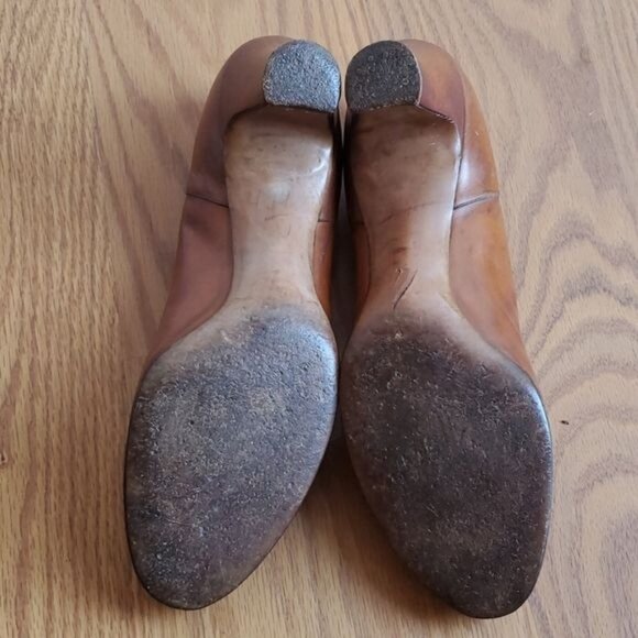 Vintage Delman Leather Heels Shoes Pumps Brown Women's WOMAN'S Size 9½ AA - Picture 8 of 13